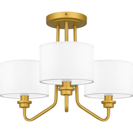 Quoizel Ainsdale 3-Light Painted Brass Semi-Flush Mount QSF5607PB